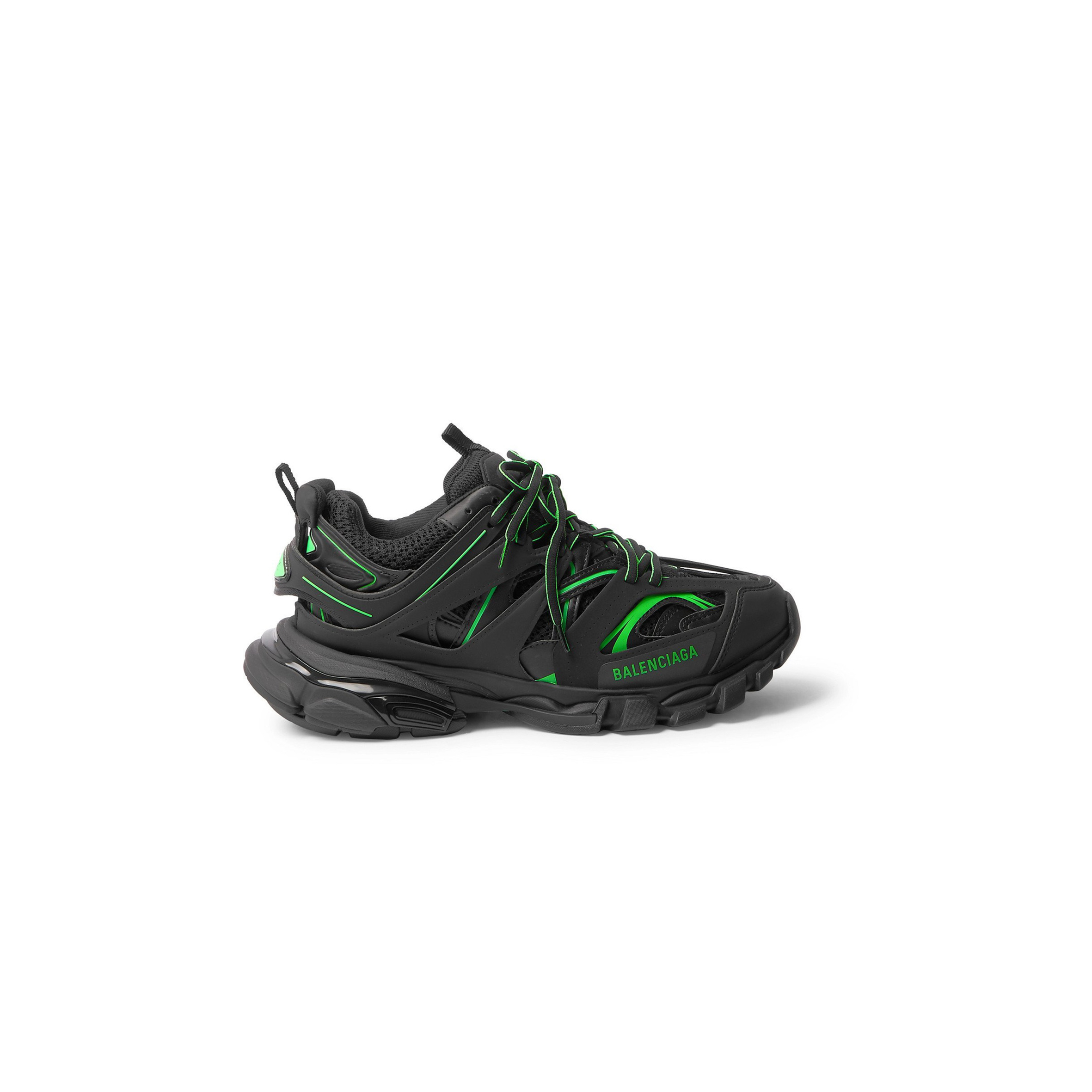 Ba*len*cia*ga track neon nylon mesh and rubber sneakers black 542436w2la12042